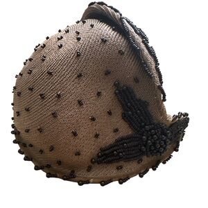 Taylor’s Fascinator Hand Beaded Hat Brown Vintage